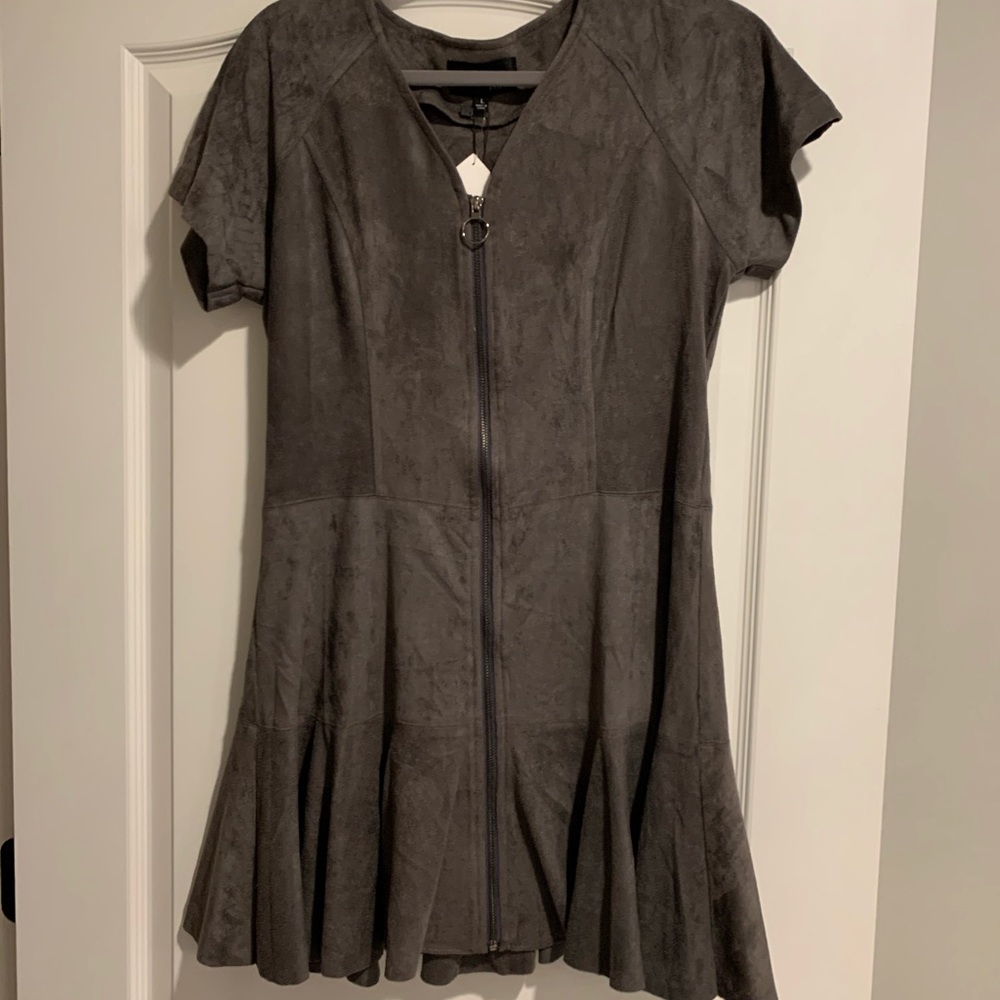 NWT Grey Suede Short Sleeve Dress